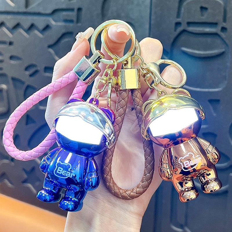 Креативный красочный светодиодный брелок в виде медведя-панка – гальванизированный ночник-подвеска для сумки в подарок