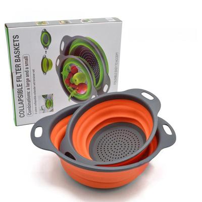 Дуршлаг-сито складной дренажный кухонный инструмент 2024 силиконовый круглый складной овощной фруктовый сливной корзина для мытья