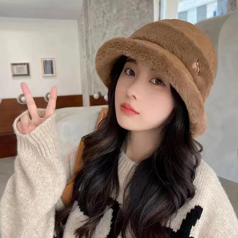 WTEMPO Зимняя утолщенная теплая плюшевая шапка-ведро для женщин, ветрозащитная, морозостойкая, с защитой от ушей и диким краем