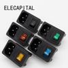 Brass Parts  5pcs  with 10A Fuse Multicolor Rocker Switch Fused IEC 320 C14 Inlet Power Socket Fuse Switch AC Socket