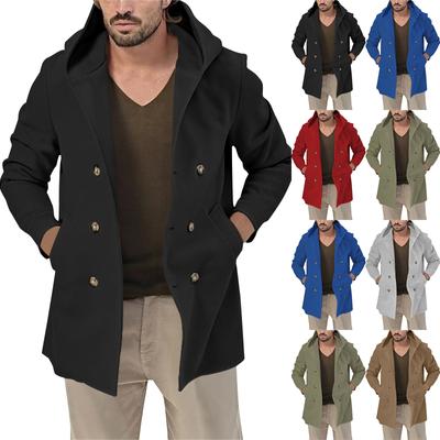 Мужская повседневная теплая универсальная однотонная двубортная ветровка с лацканами