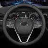 Newest Leather Car Steering Wheel Cover Fashion Anti-Slip Leather Car Interior 15 Inch (Approx. 38Cm) Universal (Black)
