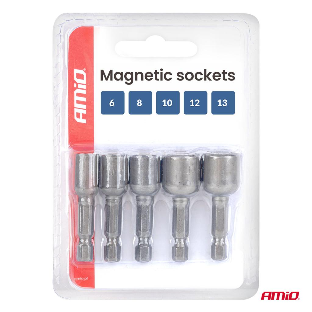 Magnetic Socket Set 5 Pcs 6-8-10-12-13mm Amio-04937