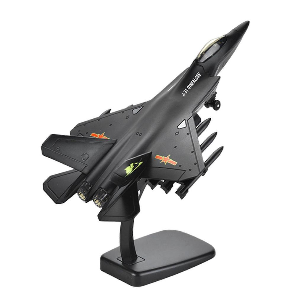 Pull Back Airplanes Toy Diecast Aircraft Metal Fighter Jet Bombers with Display Rack Kids Toy Collection Gift Black