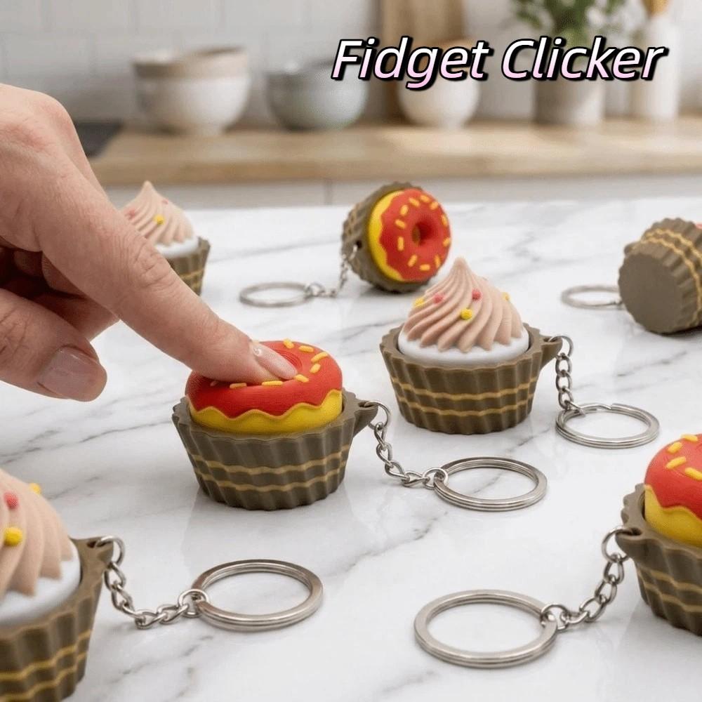 3D Printed Clicker Keychain Plastic Cupcake Donut Key Chain Dessert Fidget Clicker Backpack Decor