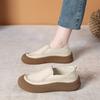 First Layer Cowhide~ Genuine Leather One-pedal Loafers Women's Shoes 2025 Spring and Summer New Casual Single Shoes Platform White Shoes