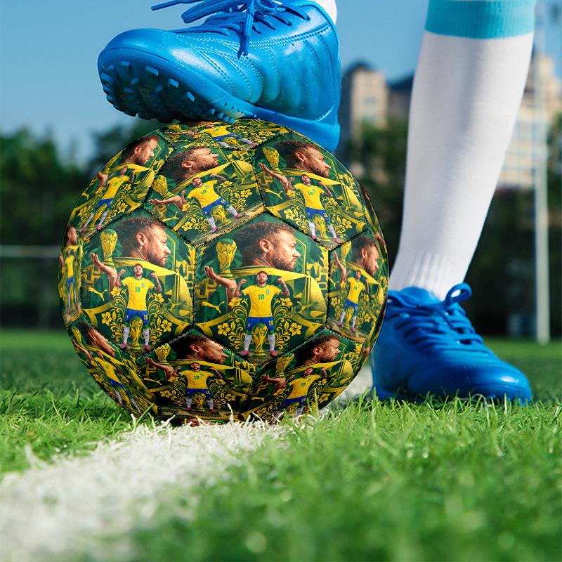 Neymar Jr Print Size 5 Soccer Ball, PU Wear Resistant Football for Match Training and Daily Practice, Birthday Gift for Soccer Fans