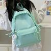 Simple Color Solid Lace Bow Design Student Backpack For School And Use Daily