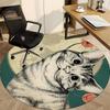 1PC Moonlit Whiskers Office Round Area Rug,  Mat Suitable ForOffice, Under Office Chairs Bedroom Living Room Home Decor, Room Deco