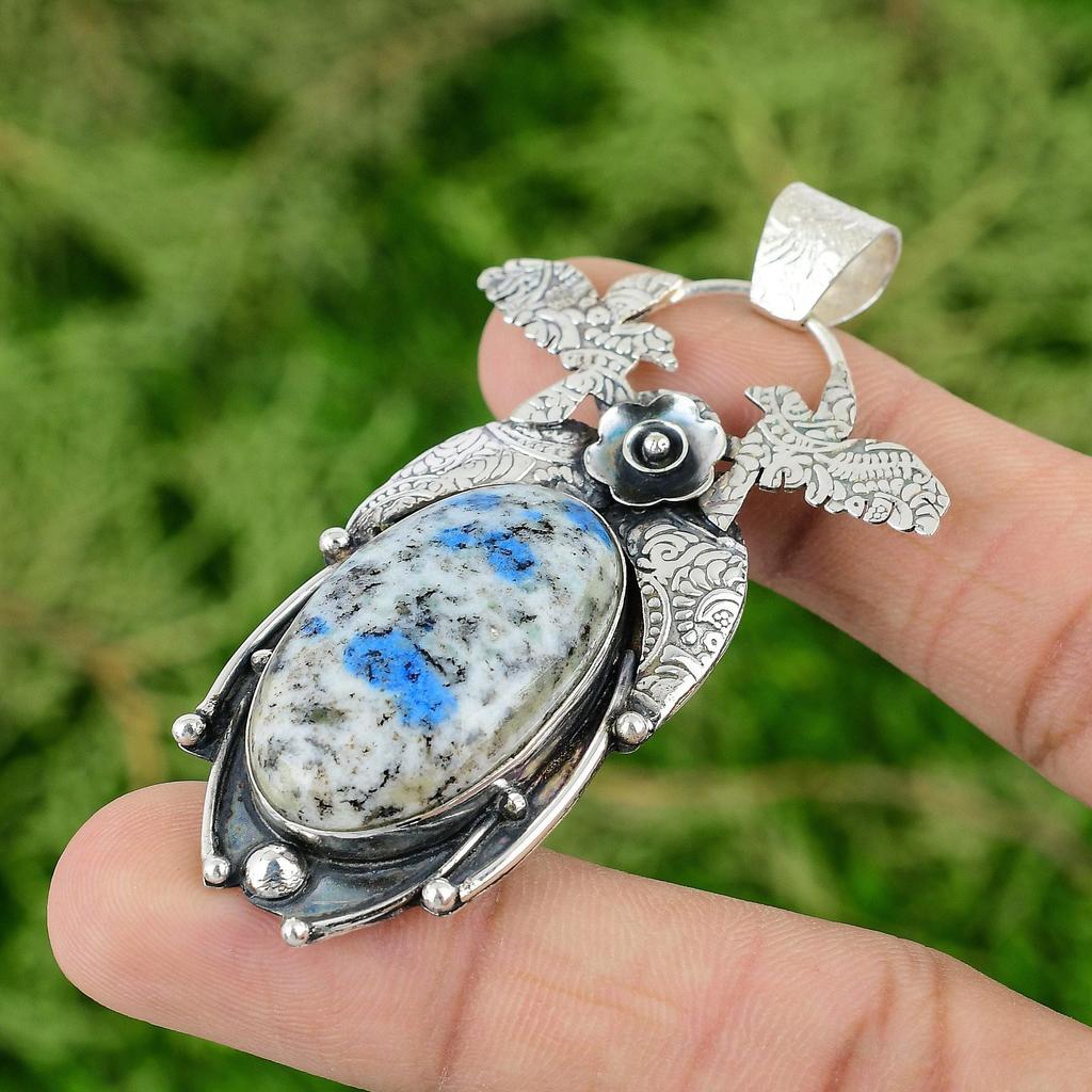 Friendship Day Sale Oval K2 Jasper Gemstone 925 Sterling Silver Pendant Jewelry