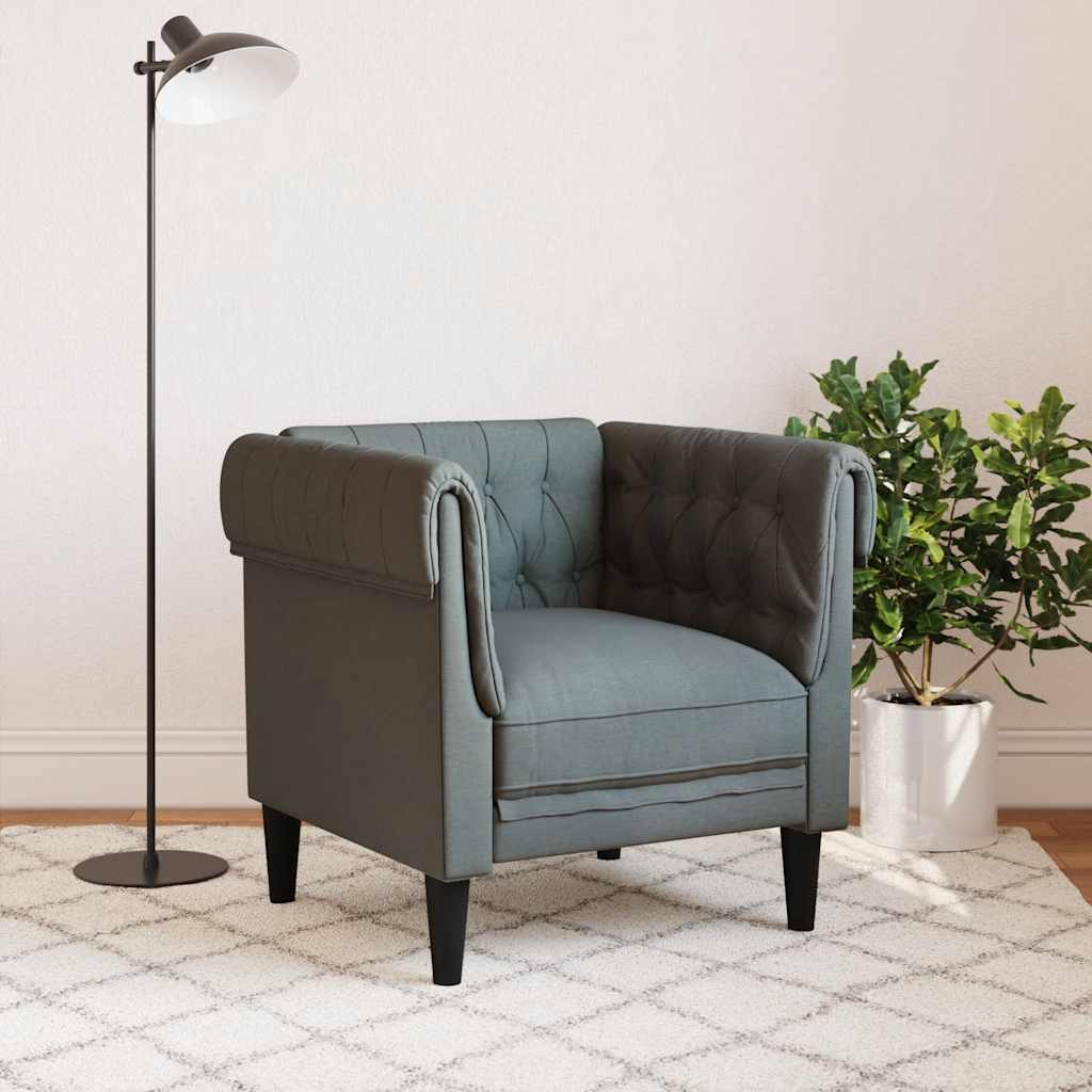 Chesterfield Armchair Dark Grey Fabric