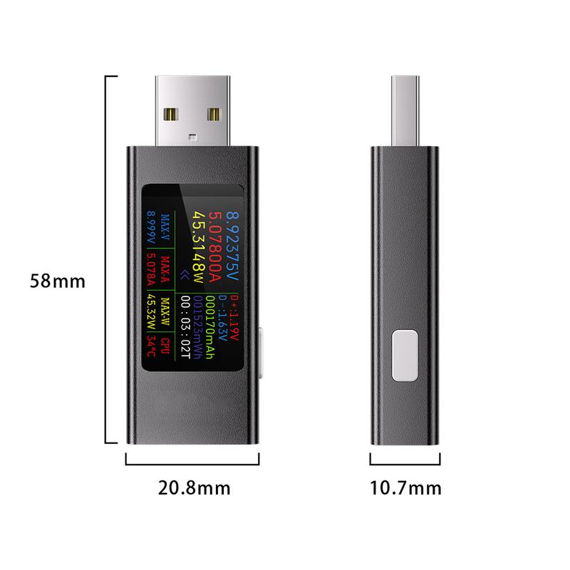 1pc KWS-MX23 USB Ammeter Tester 1.06" IPS Display 4-30V/0-12A Mobile Phone Charging Monitor Voltage Current Detection