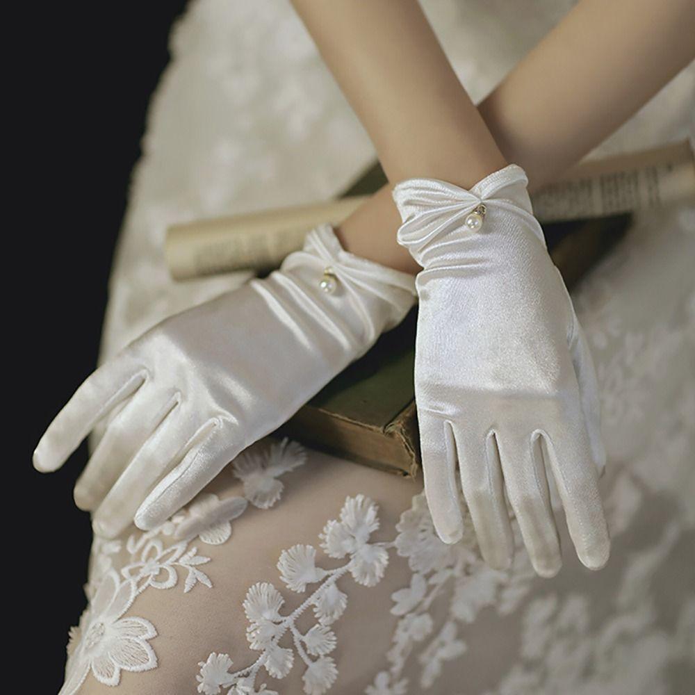 Solid Color Bridal Gloves Satin Dance Mittens Events Activities Dress Stage Gloves Wedding