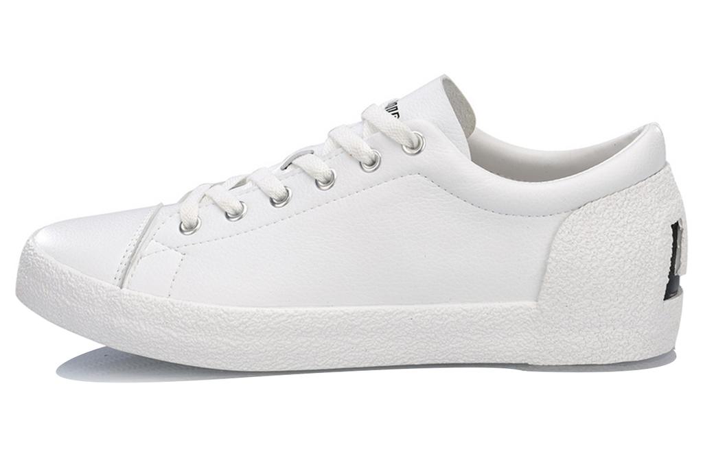 Li Ning Модная обувь для скейтборда из искусственной кожи, износостойкая и легкая, низкая, мужская, белая, AGCP055-2