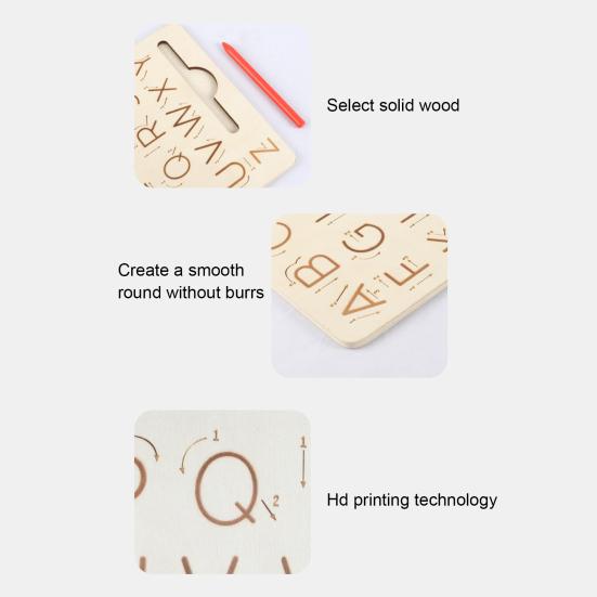 Деревянная доска для практики письма с буквами, двухсторонняя доска для прописи алфавита, обучающая доска для малышей дошкольного возраста, азбука