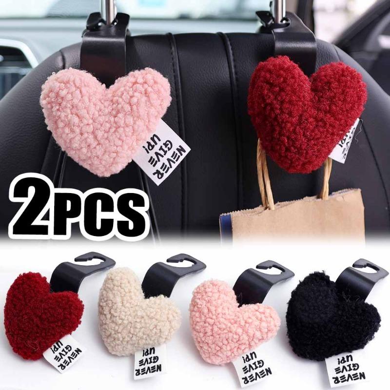 2/1 шт. крючки для спинки автомобильного сиденья, плюшевые крючки в форме сердца, многофункциональные крючки для подголовника автомобильного сиденья, крючки для хранения сумок