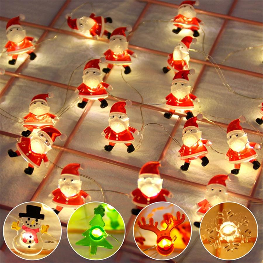 Christmas 20 LED Battery Lights Snowman Santa Cane Xmas Tree Home Decor 2m