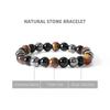 Beads Bracelet Triple Protection, 2 Pack 8 mm Tigers Eye Bracelet Hematite Beads & Black Obsidian Balance Bracelet