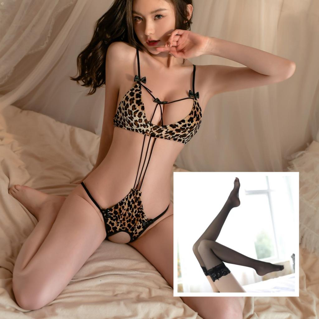 Sexy lingerie maid leopard print uniform three-point hot sexy lingerie passion bed free flirting outfit