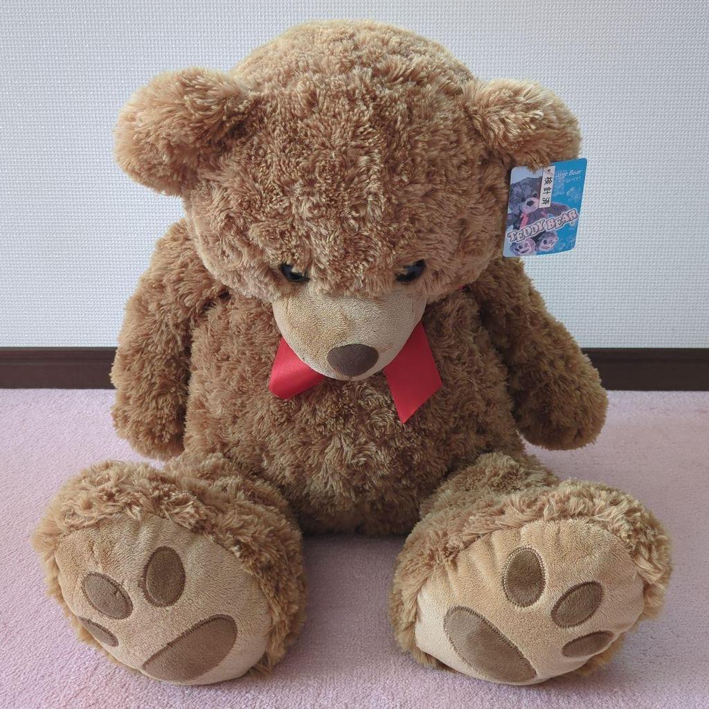 [USED] Teddy bear with tag, large brown stuffed bear, large bear