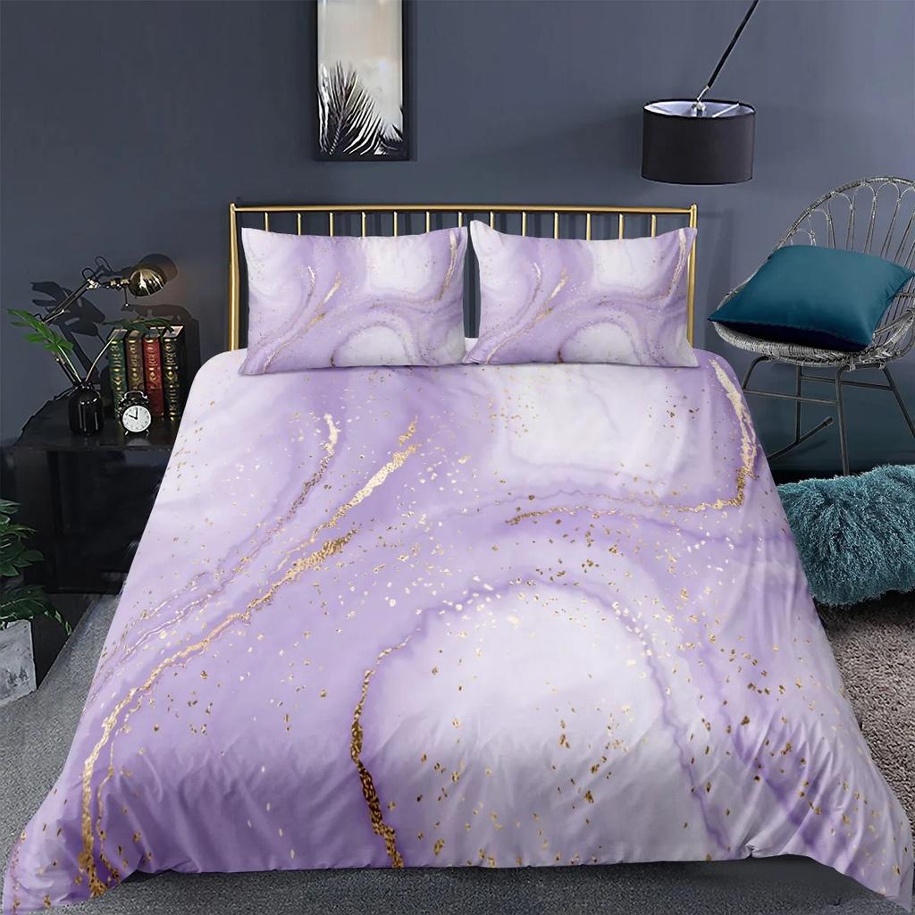 Fashion Marble Bedding Set Queen Size Soft Duvet Cover With Pillowcases Colorful Quilt Cover For Women Girls Home Decor