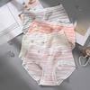 Plus Size Women's Spring and Summer Striped High Waisted 7A Antibacterial Seamless Extended Crotch Underwear