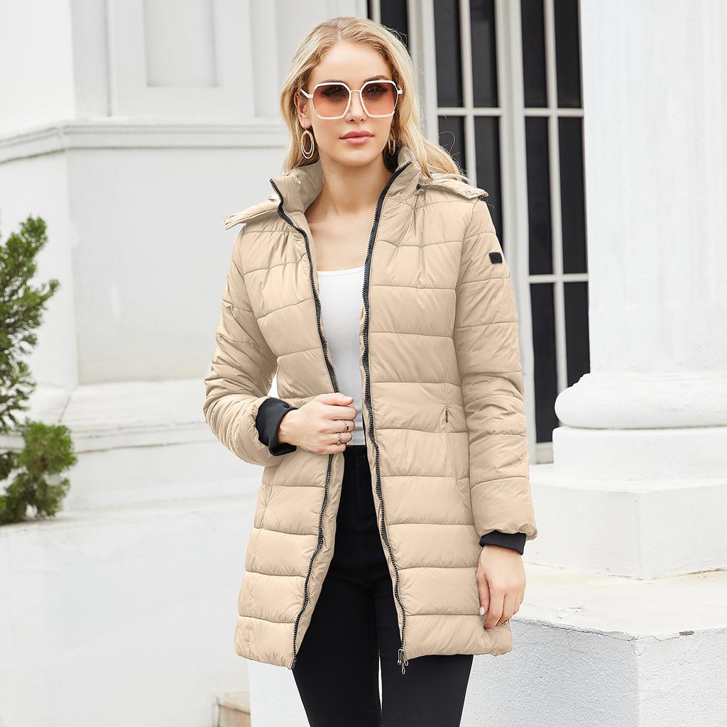 Women's Waterproof Cotton Loose Jacket, Autumn Winter Long Sleeve Parka Warm Cotton Coat, Detachable Hood, Multiple Colors Available