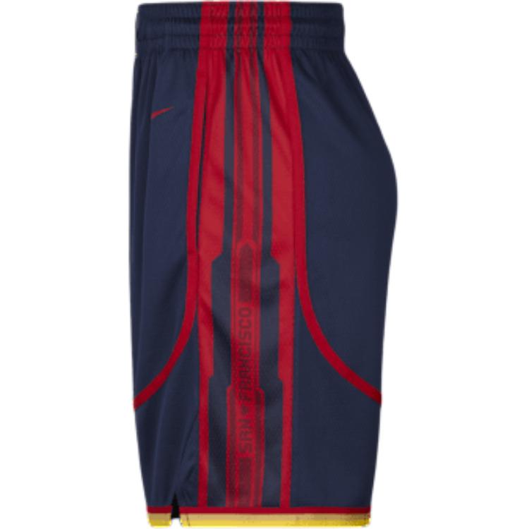 Nike Golden State Warriors Striped Logo Print Elastic Casual Shorts Men Shorts Navy-Blue FQ4406-419