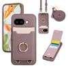 Кожаный чехол для телефона с держателем для карт и шнурком для Google Pixel 9a/10 Pro, узор личи, японский и корейский стиль