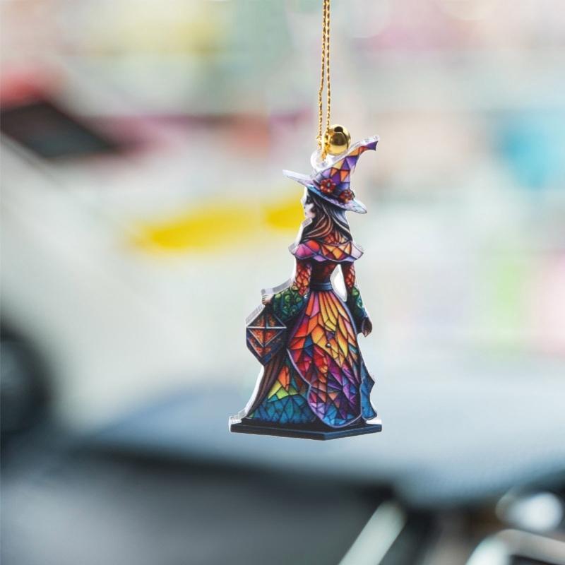 Car Mirror Hanging Accessories Halloween Witch Ornament Rearview Mirror Ornament Car Pendant Auto Interior Decoration