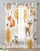 Autumn Forest Cartoon Animal Owl Fox Deer Sheer Curtains for Living Room Decoration Window Curtains Kitchen Tulle Voile Curtains