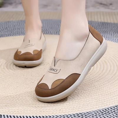 Модные летние новые женские туфли с нескользящей износостойкой дышащей мягкой подошвой, цветные блоки, круглый носок, повседневные универсальные модные лоферы