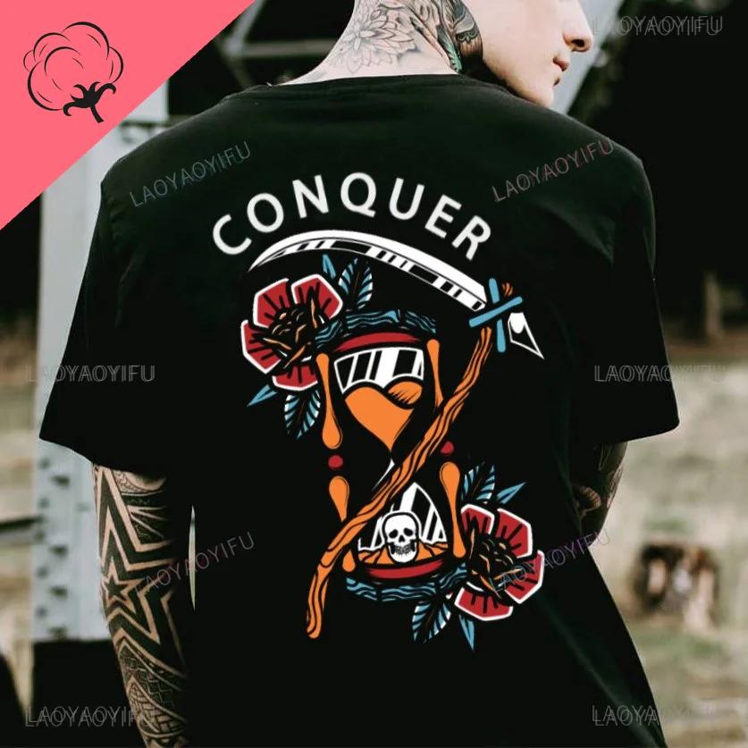 Cool Biker Drinking Beer Skull Graphic Men Cotton T - Shirts Summer Punk Rock Clothes Halloween Party Tops Ropa Hombre Camisetas