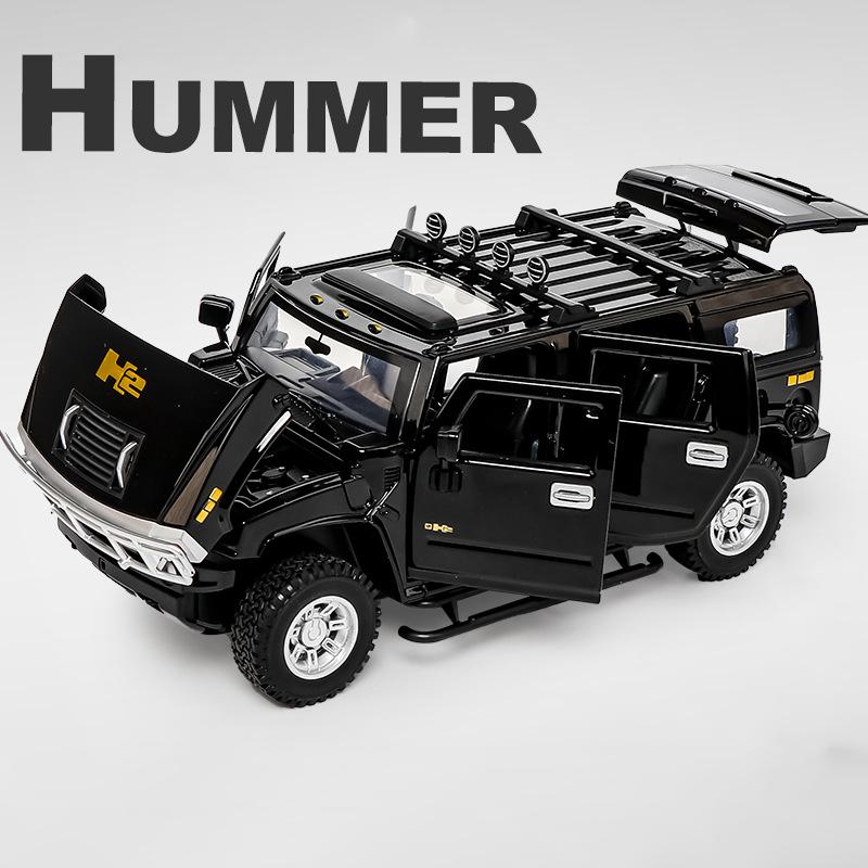 1/24 Hummer H2 Alloy Car Model Diecasts Metal Toys Vehicles High Simulation Sound Light Collection Kids Exclusive Birthday Gifts