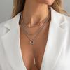 Ingemark Retro Hollow Out Round Interlocking Circles Pendant Necklaces Women Elegant Multi-layer Adjustable Chain Choker Jewelry