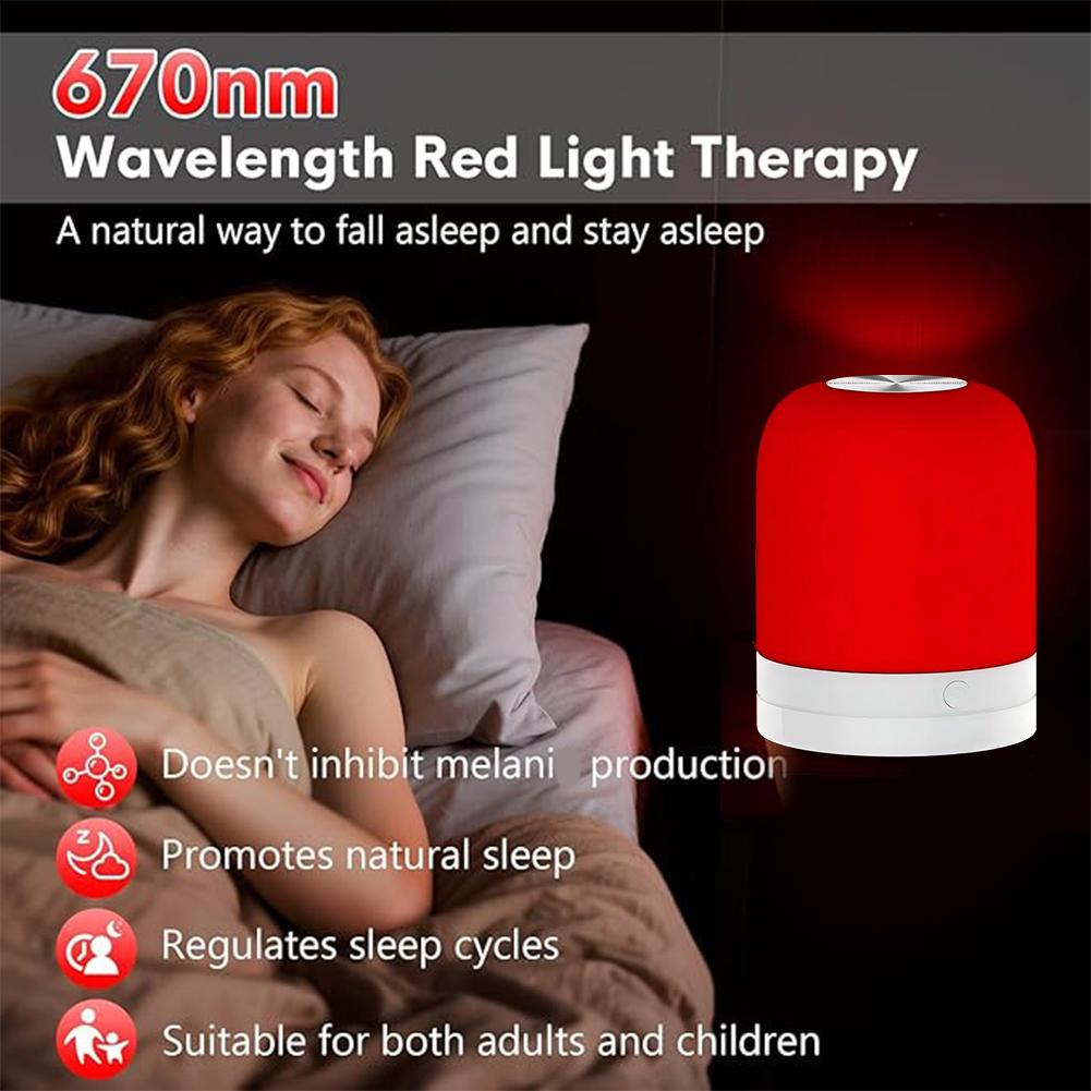 670nm Red Light Therapy Night Light Dual Modes Touch Remote Control USB Rechargeable Portable Sleep Aid Bedside Lamp2