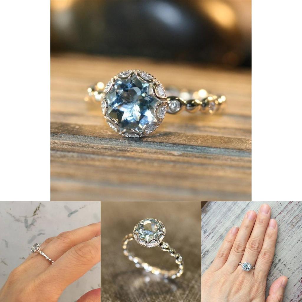 Stunning Creative Topaz Ring With Dazzling Diamond Inlay In Luxurious Platinum For Stylish Women