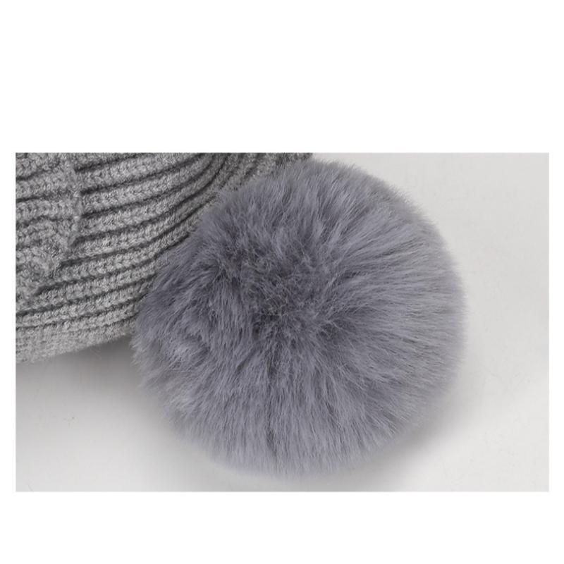 NORTHWOOD Winter Warm Baby Fur Ball Knitted Hat Cute Boys Girls Cold-proof Woolen Knitted Beanies Hat Soft Children's Hat