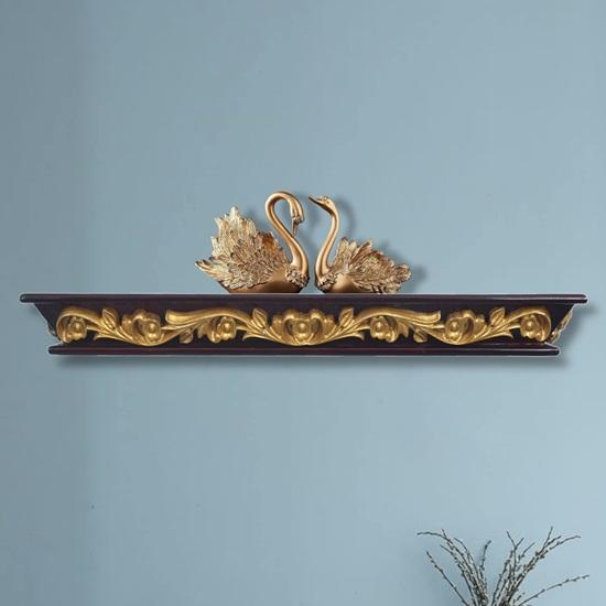 Полка из цельного дерева с резьбой для гостиной, коричневая итальянская деревянная полка