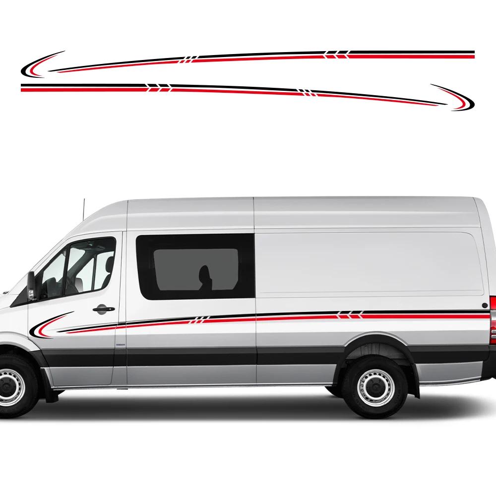 Наклейка "Линии отходов" на кузов автомобиля для Mercedes Benz Sprinter Фургон Кемпер Гоночные Спортивные Полосы Декор кузова Автомобиля DIY Виниловая Наклейка Чехол