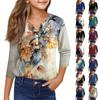 Повседневные модные топы для девочек с принтом, футболка с семью рукавами и пуговицами