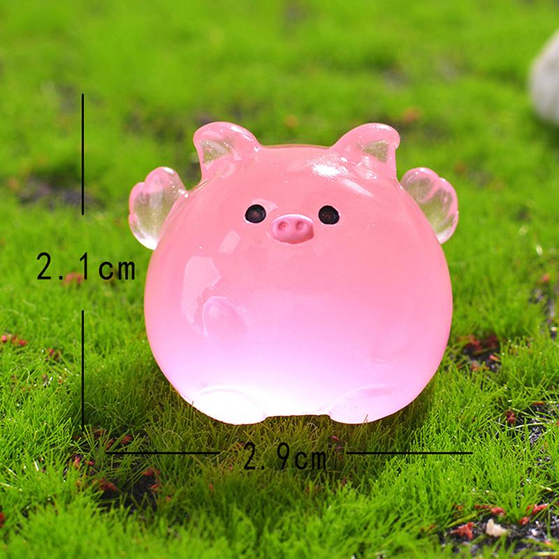 Figurine Luminous Miniature Funny Ghost Pig Rabbit Animals Micro Landscape Ornaments For Halloween Decorations Home Desk Decor