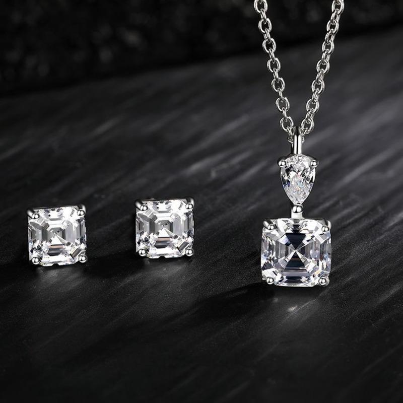 Gica Gema 925 Sterling Silver 7 * 7 Square Morsonite Classic Hot Selling Stud Earrings For Women Fine Temperament Jewelry Gift To Mother's Day