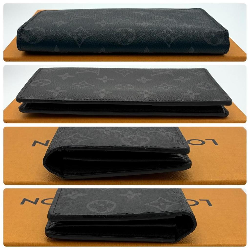 Used Louis Vuitton Monogram Eclipse Portefeuille Brazza Long Wallet Folding Wallet