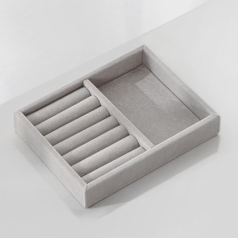 Бархатный ящик для хранения ювелирных изделий, штабелируемый поднос для показа, кольцо, браслет, ожерелье, органайзер для сережек, ящик для рукоделия, ящик для рукоделия