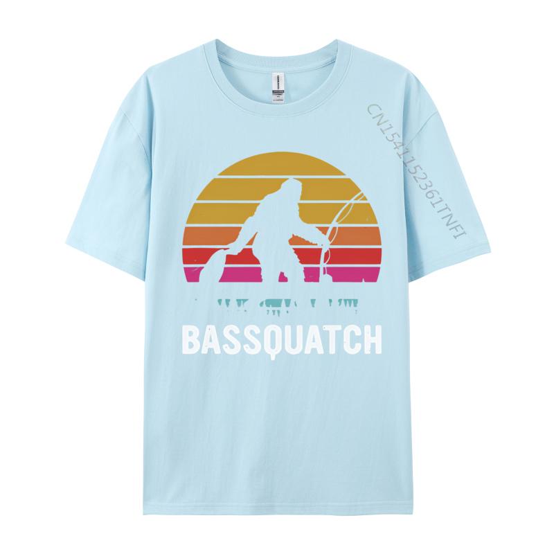 Bassquatch Bigfoot Sasquatch Fishing Tshirt Unisex Vintage Tshirts Anime Printed Tee Shirts Male Plus Size Black