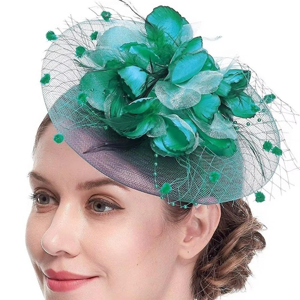 Elegant Mesh Fascinator Hat Feathers Bride Headdress Fashion Veil Hat Headwear Photography