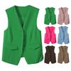 Women Suit Waistcoat Single-breasted V Neck Sleeveless Decorative Pockets Cardigan Formal Business Style Casual Office Wear Vest Spring Summer Clothes
