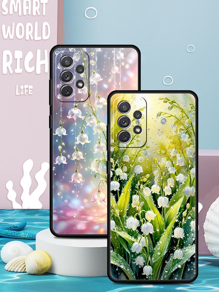 Прозрачный цветочный чехол для телефона Ландыш для Samsung Galaxy A55 A35 A15 A14 A13 A25 A54 A51 A71 A72 A73 A32 A52 A41 Мягкий ТПУ