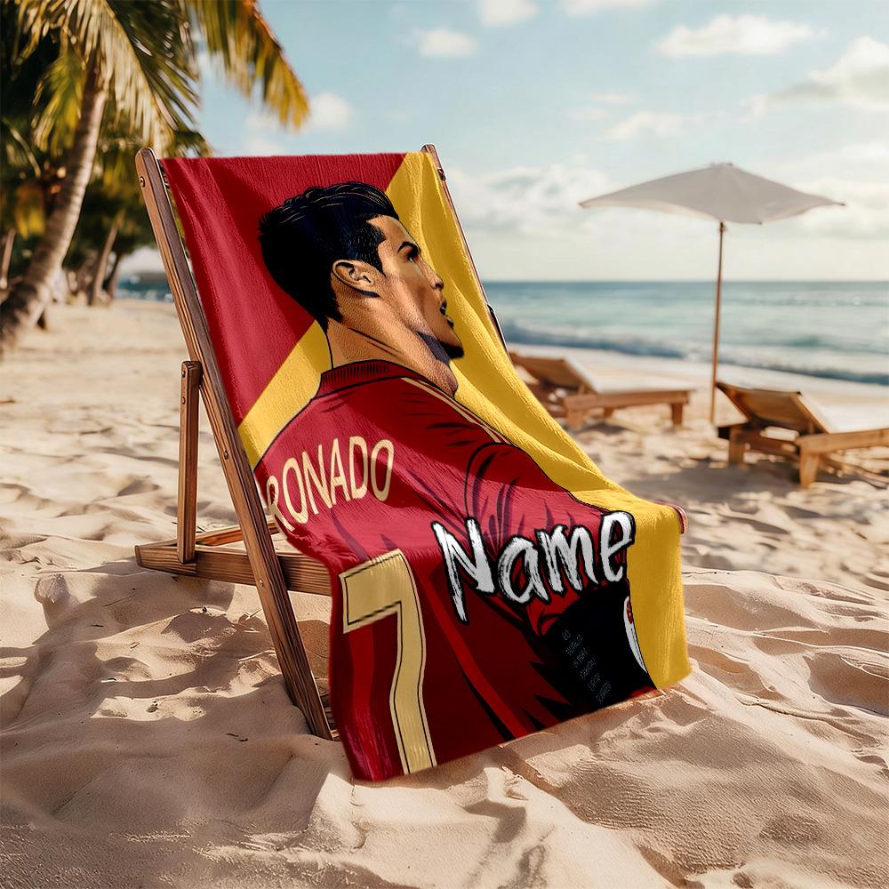Ronaldo's Legacy Continues Customized Name Beach Towel Soft Durable Quick-Dry Perfect for Traveling Yoga Camping and Swimming